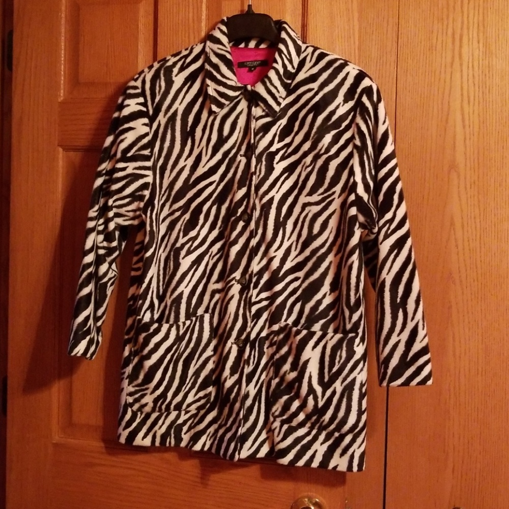 Zebra jacket with red lining